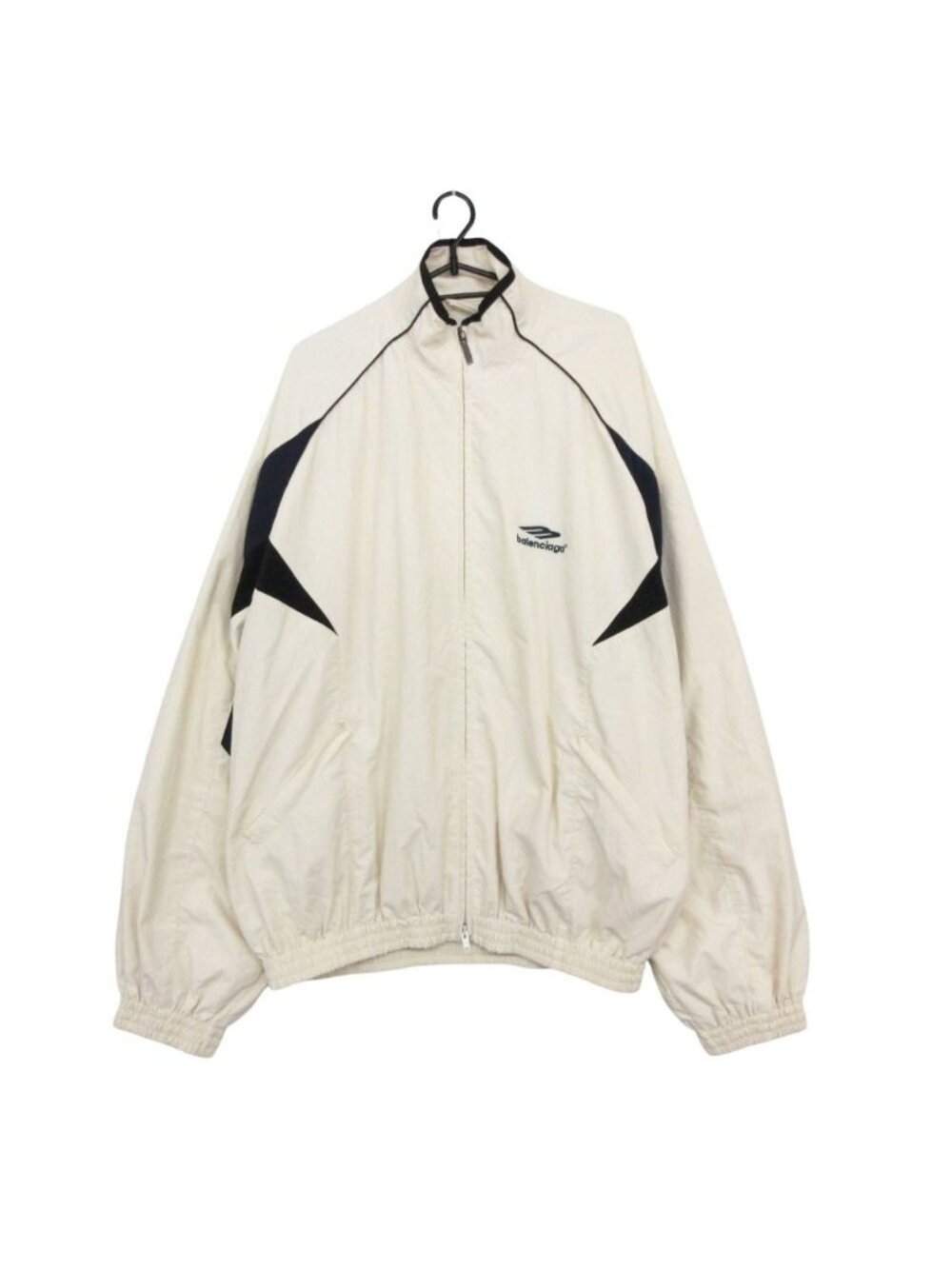 Balenciaga Nylon Jacket Logo Embroidery Zip Up Sports Icon Track Cream White XXS